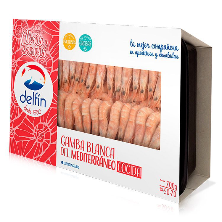 Gamba blanca del Mediterráneo cocida 700g congelado ultracongelado