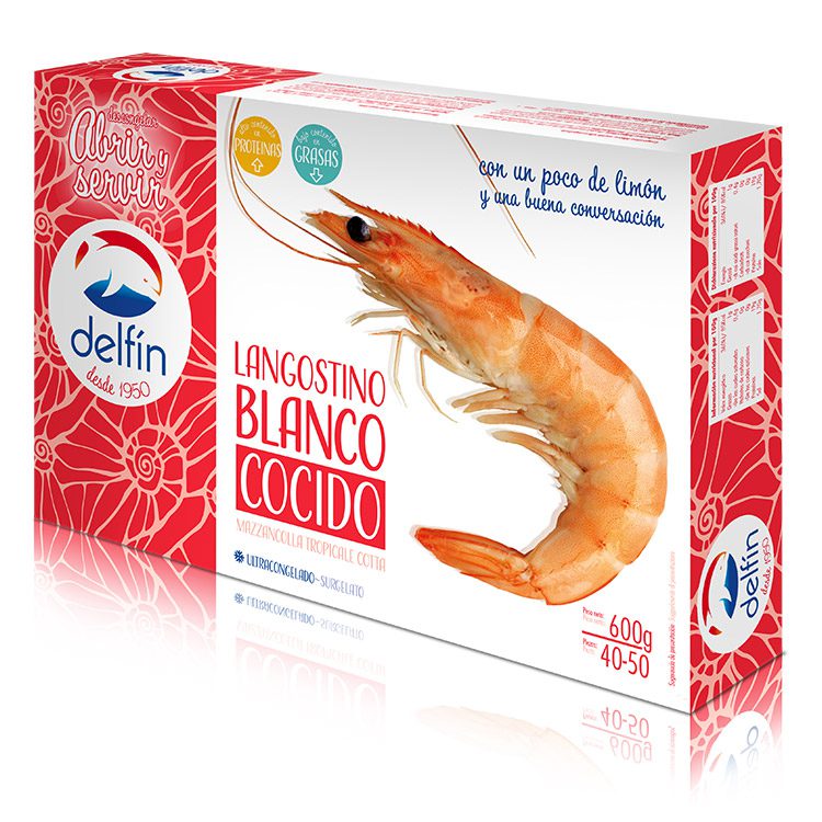 Langostino blanco cocido 600g congelado ultracongelado