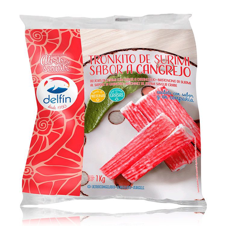 Tronkito de surimi sabor a cangrejo 1kg congelado ultracongelado