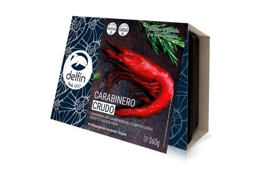 caja de carabinero crudo delfín ultracongelados para hacer arroz caldoso con carabineros