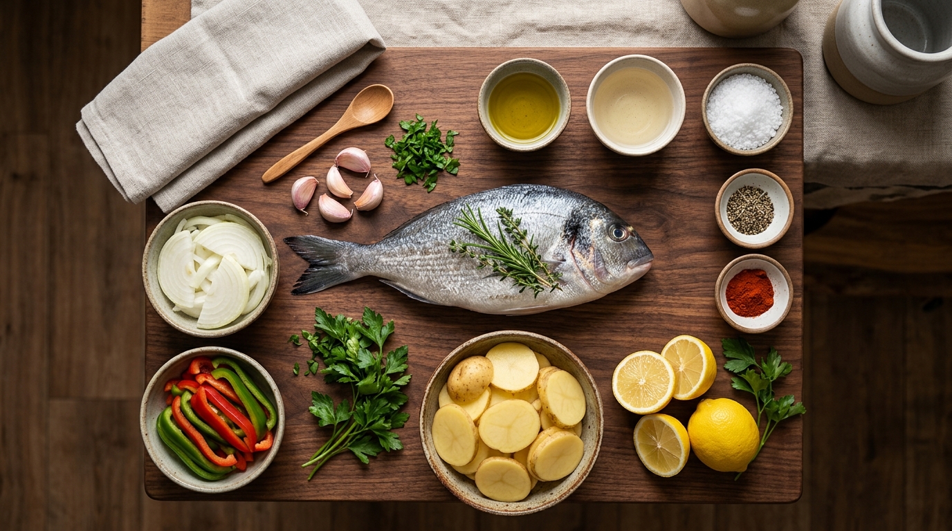 Ingredientes necesarios para preparar dorada al horno