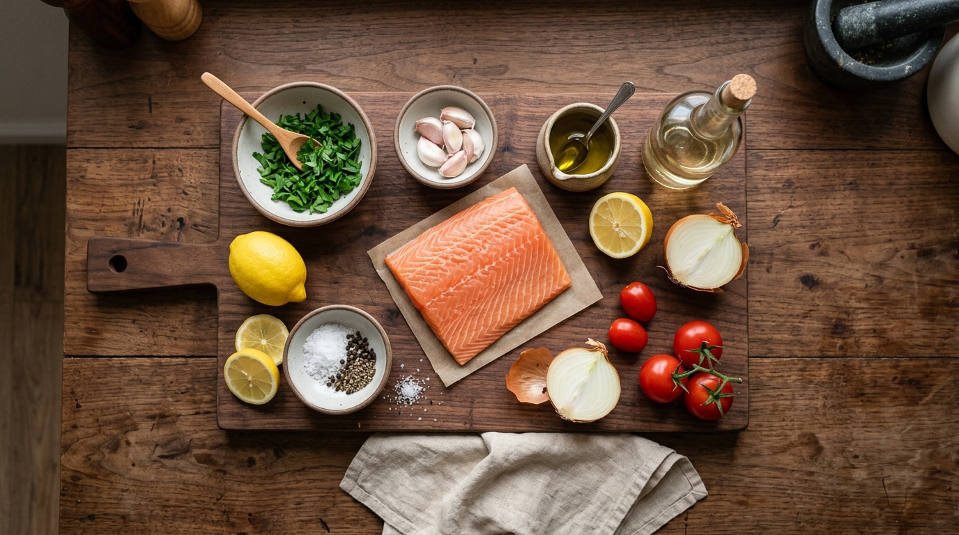 Ingredientes necesarios para preparar salmón a la plancha
